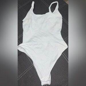 White Ribbed Bodysuit